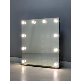 Гримерное зеркало без рамы 80х70 с подсветкой на подставке премиум